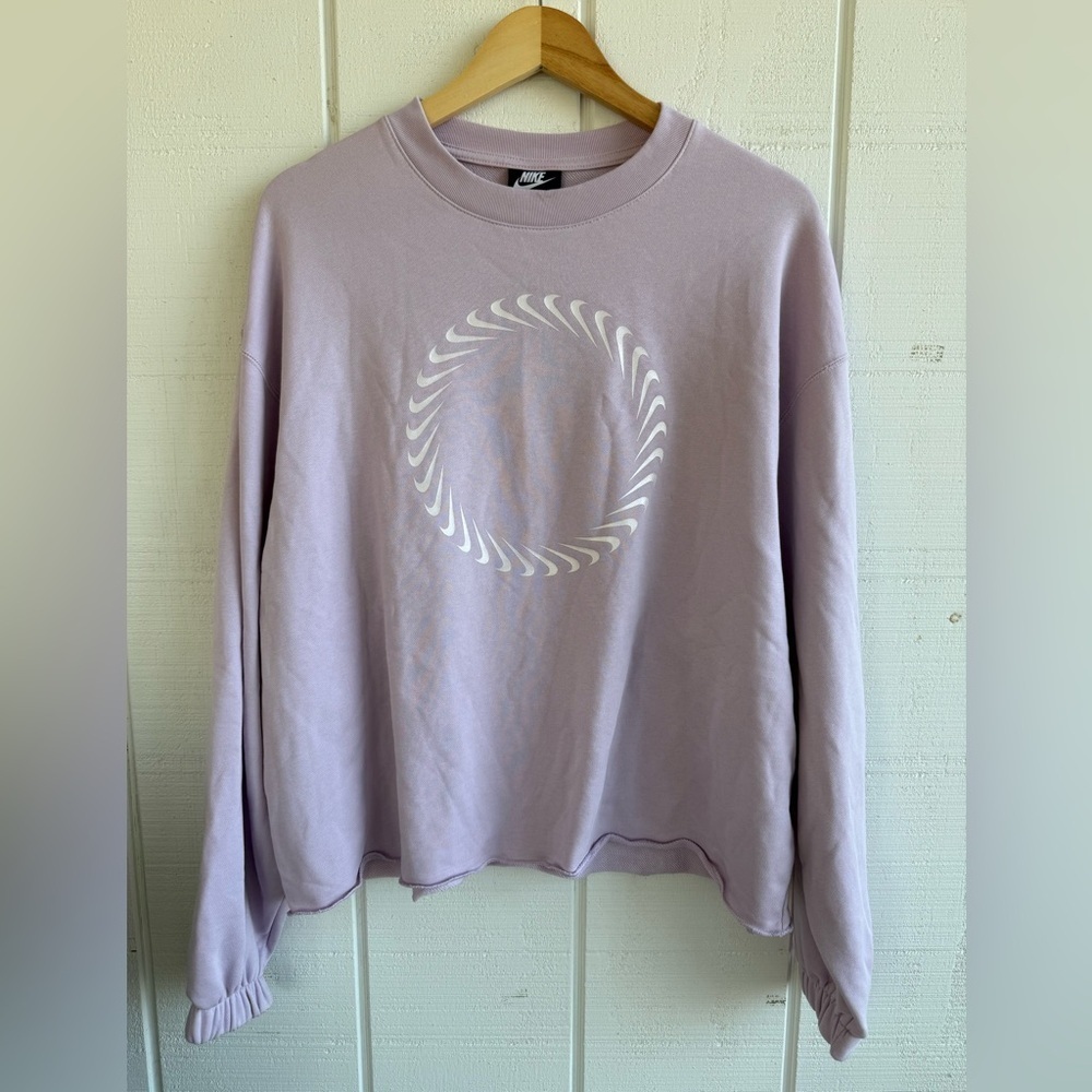 Nike NWT Purple Raw Hem Oversized Fit Size Large Icon Clash Sweatshirt - Picture 2 of 4